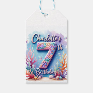 Étiquettes-cadeau Fête d'anniversaire de la sirène Nom personnalisé