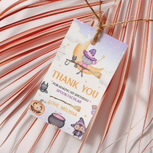 Étiquettes-cadeau Fête d'anniversaire de la sorcière mignonne d'Hall