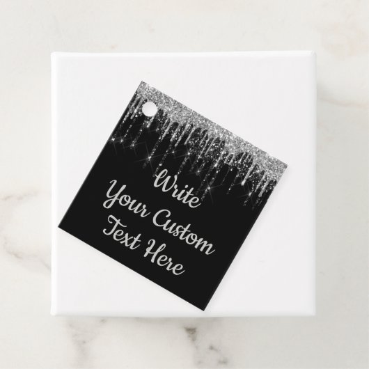 Étiquettes Cadeau Fête d'anniversaire de l'argent noir Parties scint (En situation)