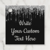 Étiquettes Cadeau Fête d'anniversaire de l'argent noir Parties scint (Devant)