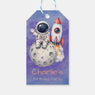 Étiquettes-cadeau Fête d'anniversaire de l'astronaute à l'aquarelle