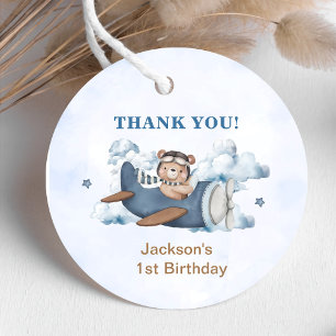 Étiquettes Cadeau Fête d'anniversaire de l'avion Vintage voyage