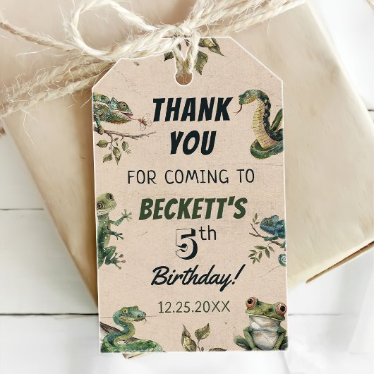 Étiquettes-cadeau Fête d'anniversaire de l'enfant à thème Reptile