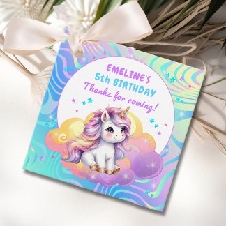 Étiquettes Cadeau Fête d'anniversaire de licorne magique mignonne 