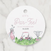 Étiquettes Cadeau Fête d'anniversaire de Par-Tee Pink Golf (Dos)