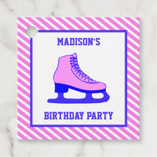 Étiquettes Cadeau Fête d'anniversaire de patinage sur glace Pink Ska