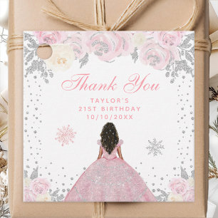Étiquettes Cadeau Fête d'anniversaire de princesse à peau foncée hiv