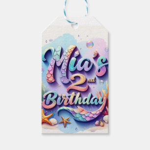 Étiquettes-cadeau Fête d'anniversaire de sirène Nom personnalisé Âge