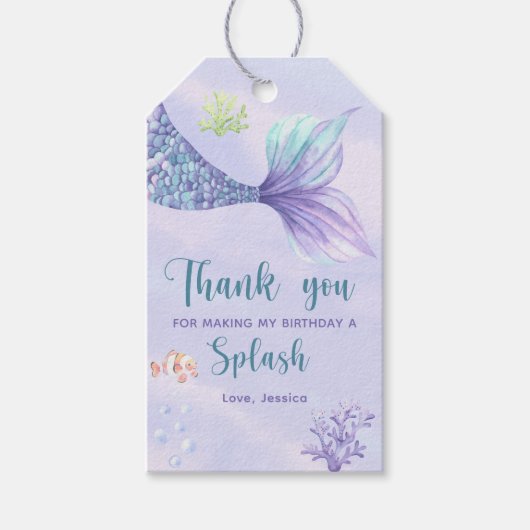 Étiquettes-cadeau Fête d'anniversaire de Sirène sous la mer le Merci (Devant)