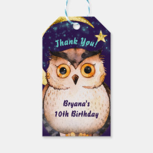 Étiquettes-cadeau Fête d'anniversaire de sommeil pyjama Night Owl Pu