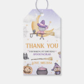 Étiquettes-cadeau Fête d'anniversaire de sorcière mignonne d'Hallowe (Devant)