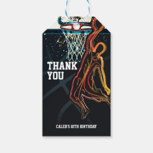 Étiquettes-cadeau Fête d'anniversaire de tir à saut dunk de basketba