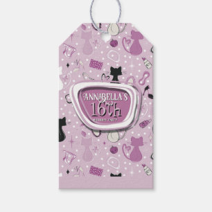 Étiquettes-cadeau Fête d'anniversaire des chats Purple Heart du mili