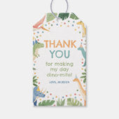 Étiquettes-cadeau Fête d'anniversaire dinosaure à l'aquarelle (Devant)