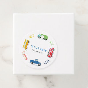 Étiquettes Cadeau Fête d'anniversaire du camion bleu à cris de bip