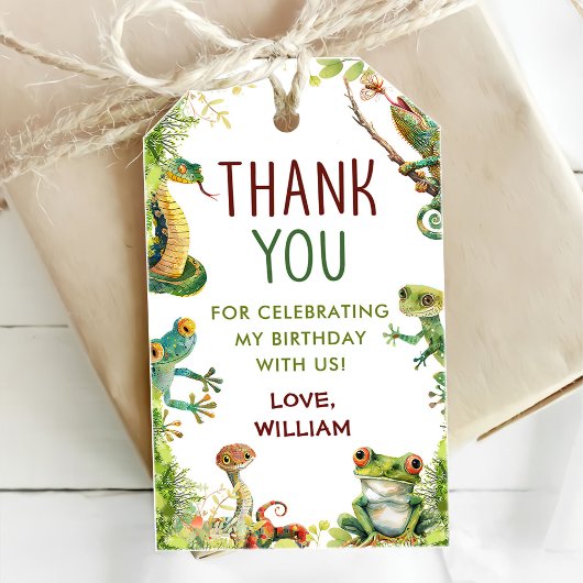 Étiquettes-cadeau Fête d'anniversaire du reptile Show