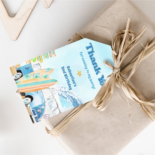 Étiquettes-cadeau Fête d'anniversaire du surf de plage