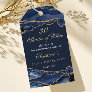 Étiquettes-cadeau Fête d'anniversaire Élégante 30 Nuances de Bleu