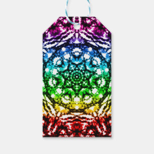 Étiquettes-cadeau Fête d'anniversaire étoile mandala tie dye arc-en-