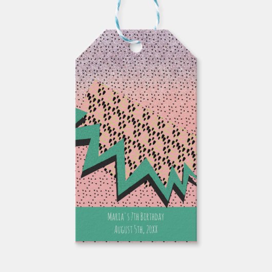 Étiquettes-cadeau Fête d'anniversaire géométrique de la pastèque ros (Devant)