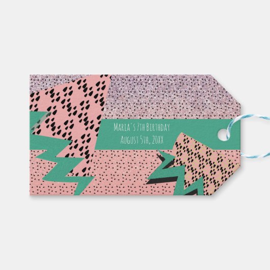 Étiquettes-cadeau Fête d'anniversaire géométrique de pastèques tranc (Devant (Horizontal))