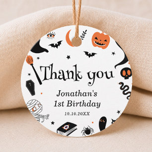 Étiquettes Cadeau Fête d'anniversaire Halloween pour enfants Merci