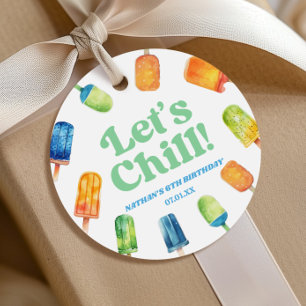 Étiquettes Cadeau Fête d'anniversaire Let's Chill Blue Retro Popsicl