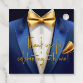 Étiquettes Cadeau Fête d'anniversaire Mens Blue Gold (Dos)