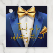 Étiquettes Cadeau Fête d'anniversaire Mens Blue Gold (Devant)