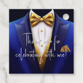 Étiquettes Cadeau Fête d'anniversaire Mens Royal Blue Gold (Dos)