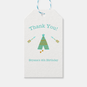 Étiquettes-cadeau Fête d'anniversaire moderne turquoise sarcelle et 