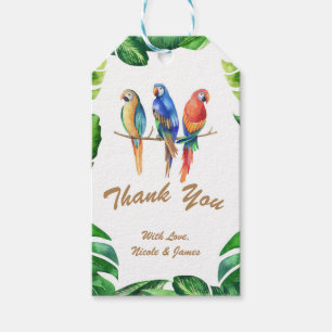 Étiquettes-cadeau Fête d'anniversaire Perroquets Tropicaux Oiseaux e