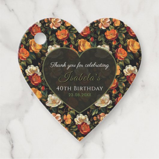 Étiquettes Cadeau Fête d'anniversaire personnalisée avec rose de pri (Devant)
