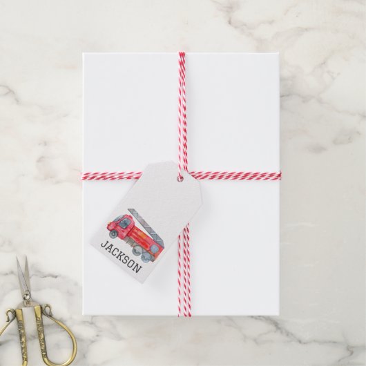 Étiquettes-cadeau Fête d'anniversaire personnalisée pour camions à f (Avec de la ficelle)