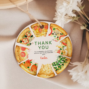 Étiquettes Cadeau Fête d'anniversaire Pizza Photo Moderne