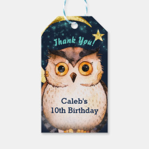 Étiquettes-cadeau Fête d'anniversaire pyjama mignonne pour noctambul