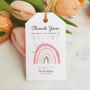 Étiquettes-cadeau Fête d'anniversaire Rainbow moderne si brillante