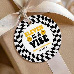 Étiquettes Cadeau Fête d'anniversaire rétro pour les 11 ans d'Eleven