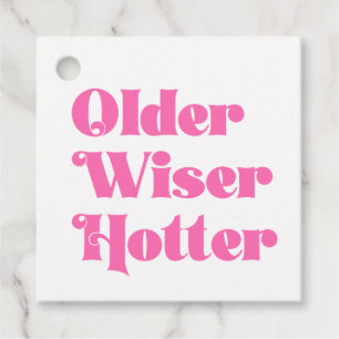Étiquettes Cadeau Fête d'anniversaire rétro rose chaud plus âgé plus