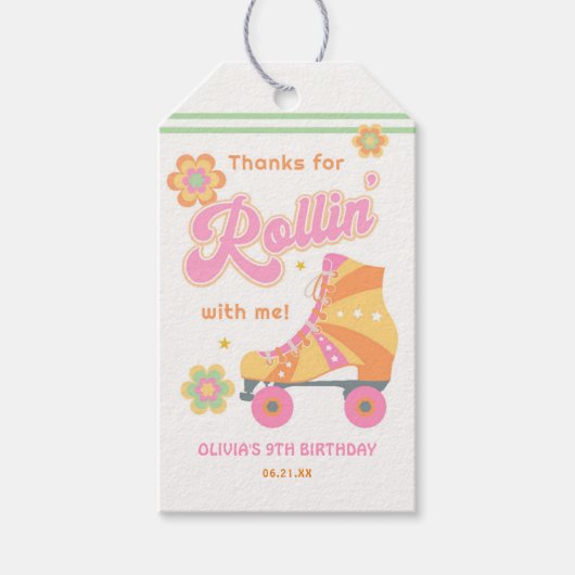Étiquettes-cadeau Fête d'anniversaire Roll Girl Roller Skating (Devant)