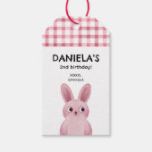 Étiquettes-cadeau Fête d'anniversaire rose pour les filles avec lapi (Devant)