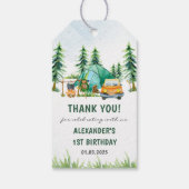 Étiquettes-cadeau Fête d'anniversaire rustique de Camping Mountain (Dos)