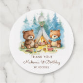 Étiquettes Cadeau Fête d'anniversaire rustique de Camping Mountain (Dos)