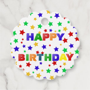 Étiquettes Cadeau Fête d'anniversaire simple moderne rouge étoile co