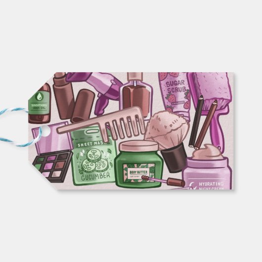 Étiquettes-cadeau Fête d'anniversaire spa de beauté (Dos Horizontal)