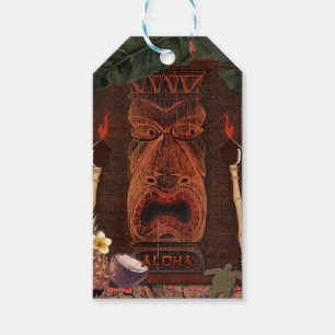 Étiquettes-cadeau Fête d'anniversaire Tiki Aloha Hawaïen Luau Vintag