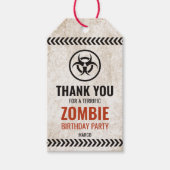 Étiquettes-cadeau Fête d'anniversaire Zombie Outbreak avec panneau r (Devant)