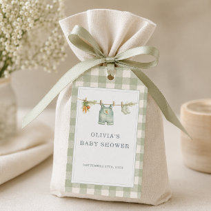 Étiquettes-cadeau Fête de Baby Shower à carreaux de coton bio