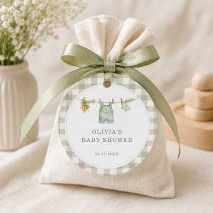 Étiquettes Cadeau Fête de Baby Shower à carreaux de fabrication loca