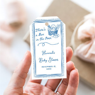Étiquettes-cadeau Fête de Baby Shower Bébé Bleu Dessiné dans le Four